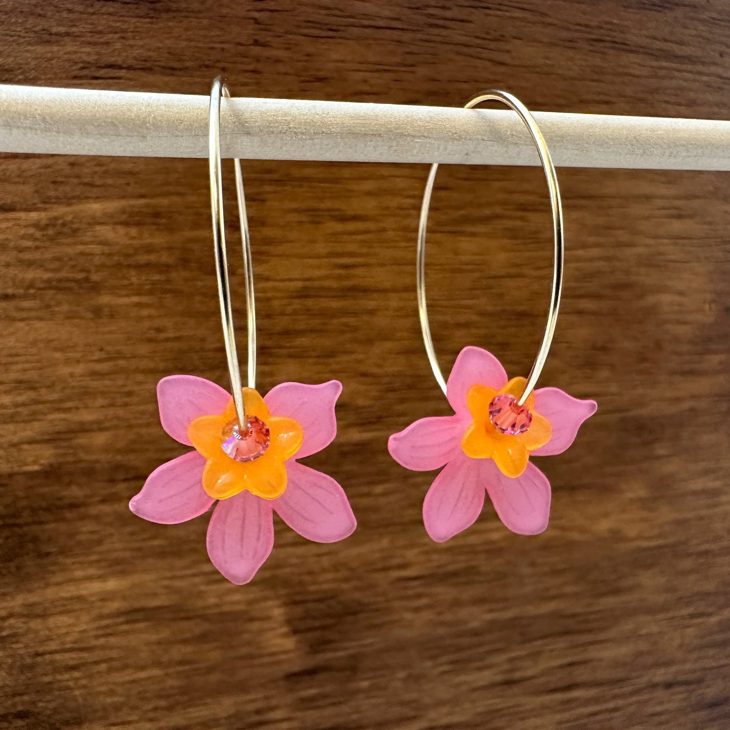 Pink Orchid Threader Hoops