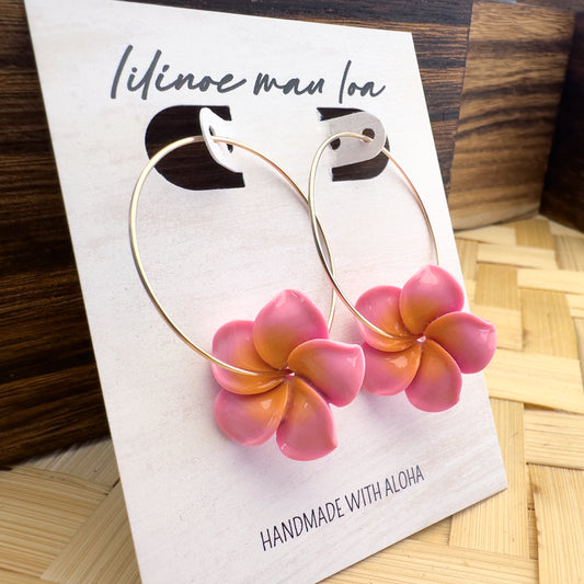 Pretty Pink Plumeria Hoops