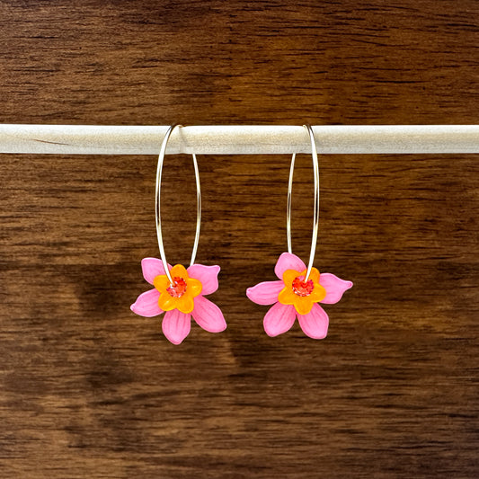 Pink Orchid Threader Hoops